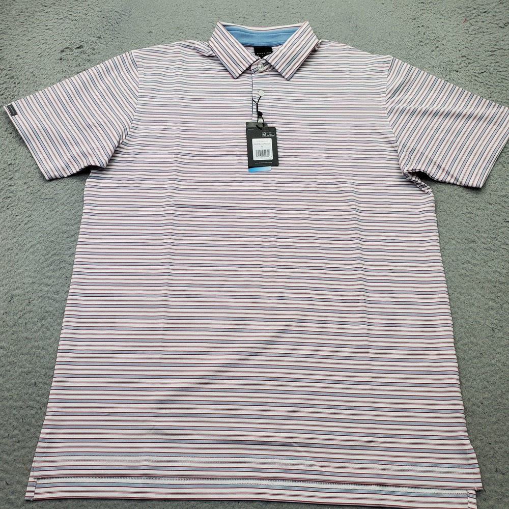 Dunning CoolMax Golf Polo Shirt Men M Multi Stripe Performance Stretch D7F23K533